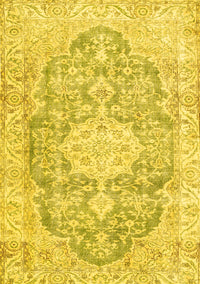 Medallion Yellow Traditional Rug, tr3730yw