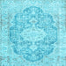 Square Medallion Light Blue Traditional Rug, tr3730lblu