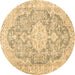 Round Medallion Brown Traditional Rug, tr3730brn