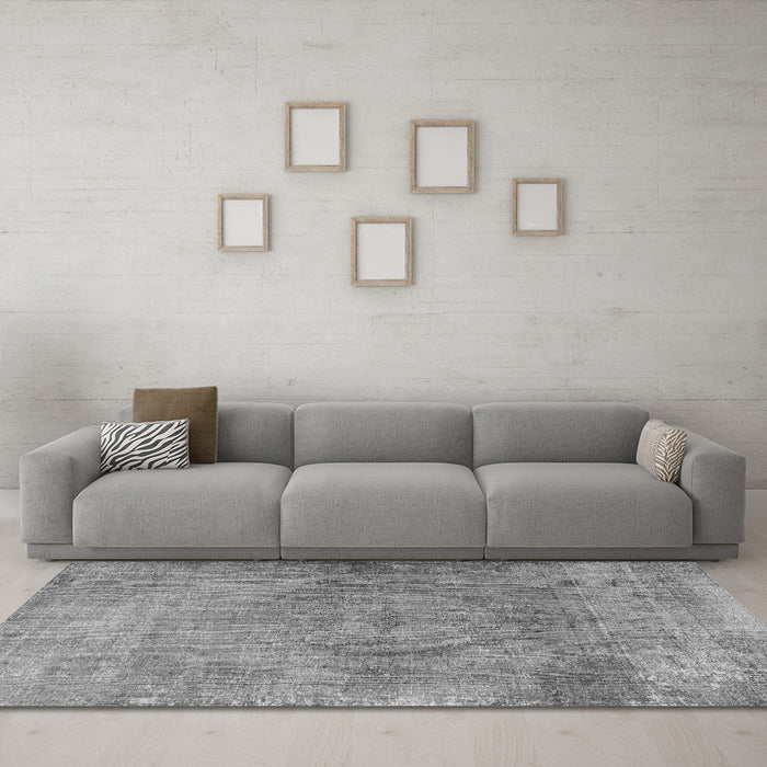 Machine Washable Persian Gray Traditional Rug in a Living Room,, wshtr3731gry