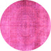 Round Persian Pink Traditional Rug, tr3731pnk