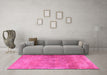 Machine Washable Persian Pink Traditional Rug in a Living Room, wshtr3731pnk