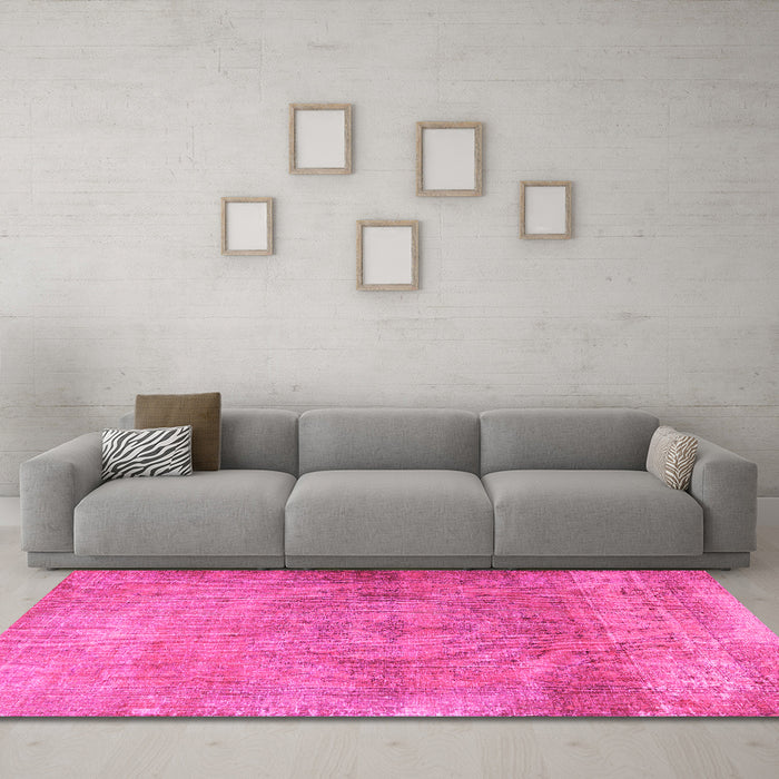Machine Washable Persian Pink Traditional Rug in a Living Room, wshtr3731pnk