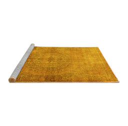 Sideview of Machine Washable Persian Yellow Traditional Rug, wshtr3731yw