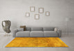 Machine Washable Persian Yellow Traditional Rug in a Living Room, wshtr3731yw