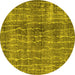 Round Persian Yellow Bohemian Rug, tr3732yw