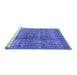 Sideview of Machine Washable Persian Blue Bohemian Rug, wshtr3732blu