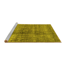 Sideview of Machine Washable Persian Yellow Bohemian Rug, wshtr3732yw
