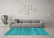 Machine Washable Persian Turquoise Bohemian Area Rugs in a Living Room,, wshtr3732turq