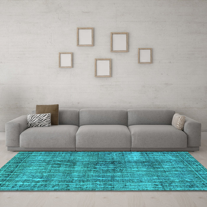 Machine Washable Persian Turquoise Bohemian Area Rugs in a Living Room,, wshtr3732turq