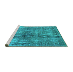 Sideview of Machine Washable Persian Turquoise Bohemian Area Rugs, wshtr3732turq