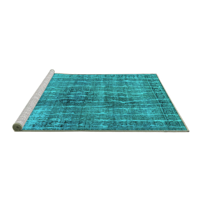 Sideview of Machine Washable Persian Turquoise Bohemian Area Rugs, wshtr3732turq
