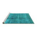 Sideview of Machine Washable Persian Turquoise Bohemian Area Rugs, wshtr3732turq