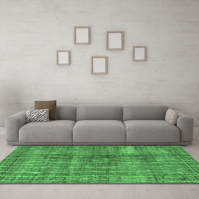 Machine Washable Persian Emerald Green Bohemian Area Rugs in a Living Room,, wshtr3732emgrn