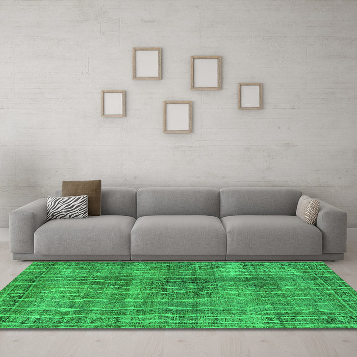 Machine Washable Persian Green Bohemian Area Rugs in a Living Room,, wshtr3732grn