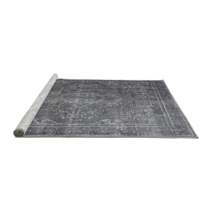 Sideview of Machine Washable Traditional Silver Gray Rug, wshtr3733