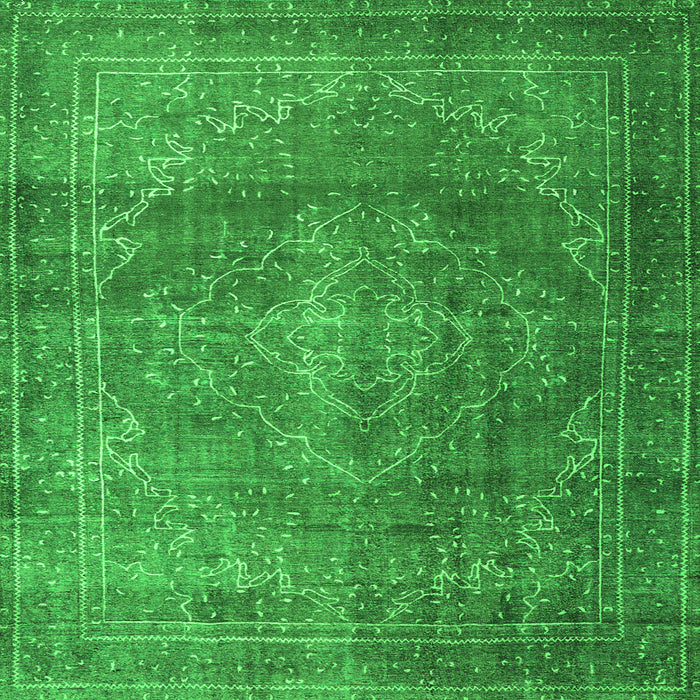 Round Machine Washable Persian Green Traditional Area Rugs, wshtr3733grn