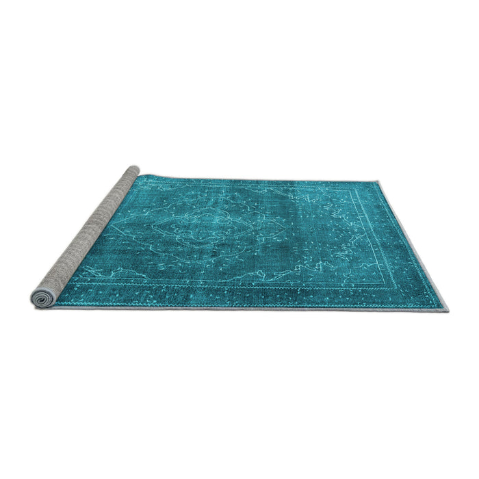 Sideview of Machine Washable Persian Light Blue Traditional Rug, wshtr3733lblu