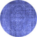 Round Persian Blue Traditional Rug, tr3733blu