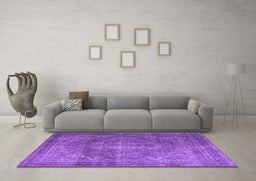 Machine Washable Persian Purple Traditional Area Rugs in a Living Room, wshtr3733pur