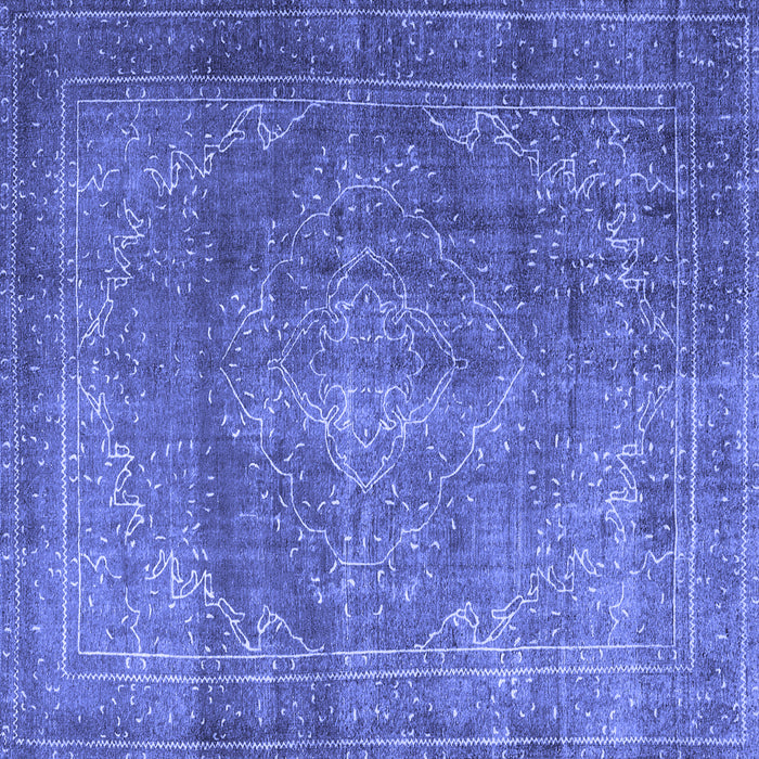 Square Machine Washable Persian Blue Traditional Rug, wshtr3733blu