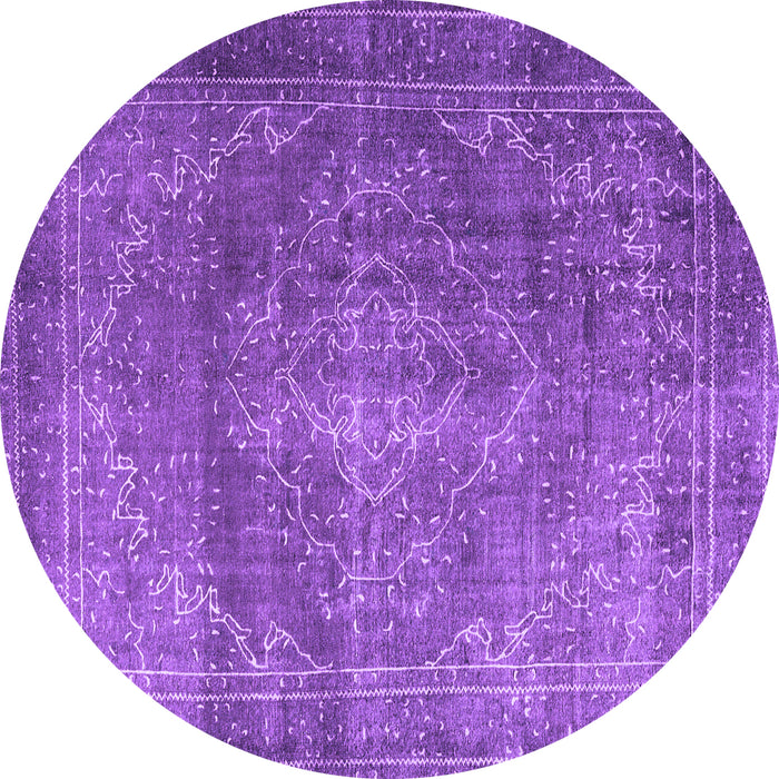 Round Persian Purple Traditional Rug, tr3733pur