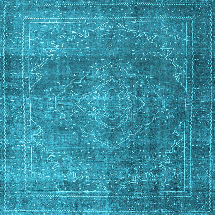 Square Machine Washable Persian Light Blue Traditional Rug, wshtr3733lblu