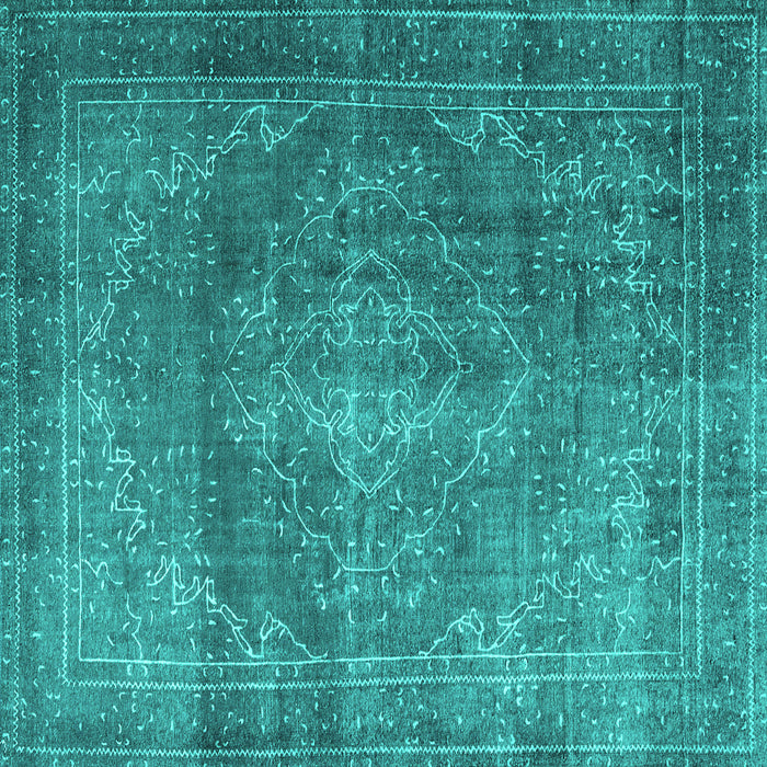 Square Machine Washable Persian Turquoise Traditional Area Rugs, wshtr3733turq
