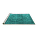 Sideview of Machine Washable Persian Turquoise Traditional Area Rugs, wshtr3733turq