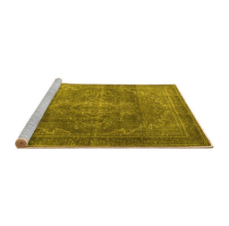 Sideview of Machine Washable Persian Yellow Traditional Rug, wshtr3733yw