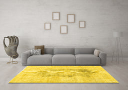 Machine Washable Persian Yellow Traditional Rug in a Living Room, wshtr3734yw