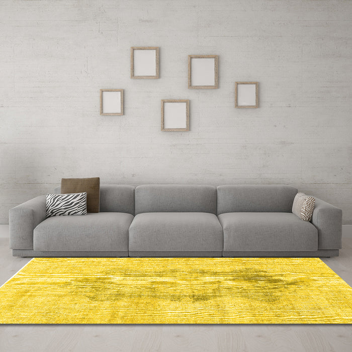 Machine Washable Persian Yellow Traditional Rug in a Living Room, wshtr3734yw