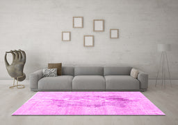 Machine Washable Persian Pink Traditional Rug in a Living Room, wshtr3734pnk