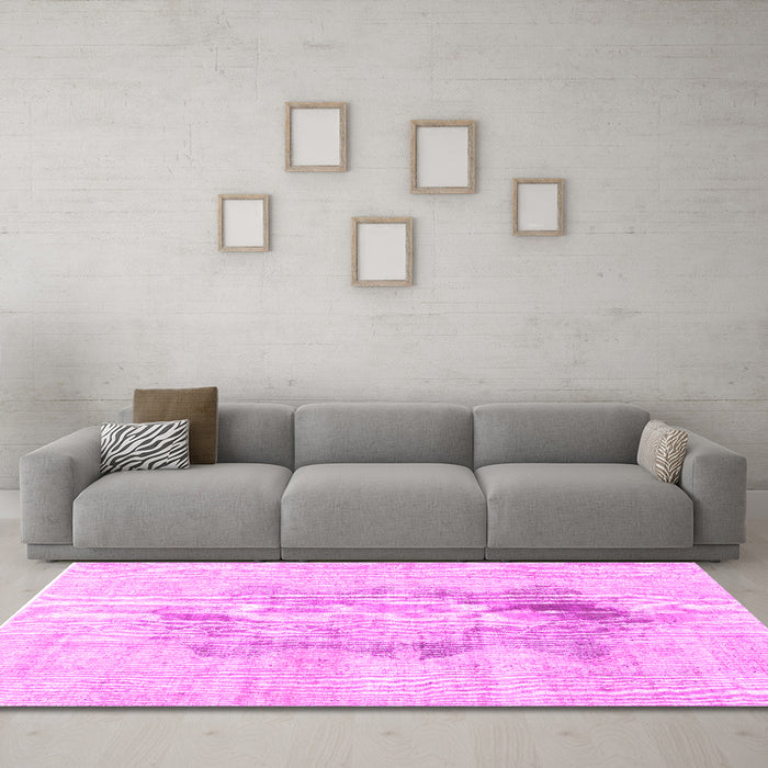 Machine Washable Persian Pink Traditional Rug in a Living Room, wshtr3734pnk