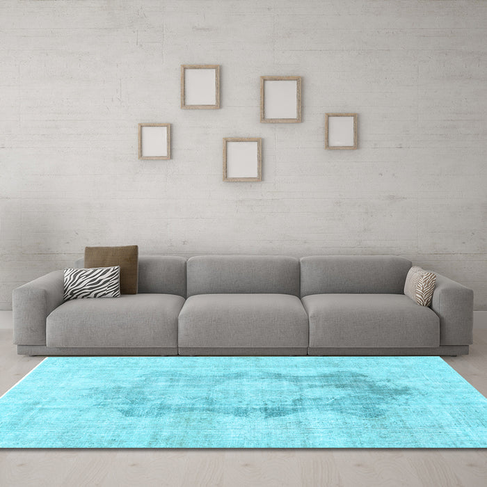 Machine Washable Persian Light Blue Traditional Rug in a Living Room, wshtr3734lblu