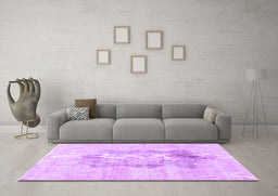 Machine Washable Persian Purple Traditional Area Rugs in a Living Room, wshtr3734pur