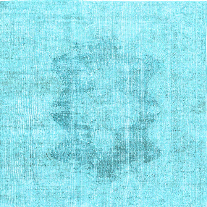 Square Machine Washable Persian Light Blue Traditional Rug, wshtr3734lblu