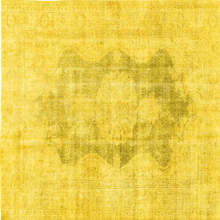 Square Machine Washable Persian Yellow Traditional Rug, wshtr3734yw