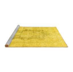 Sideview of Machine Washable Persian Yellow Traditional Rug, wshtr3734yw