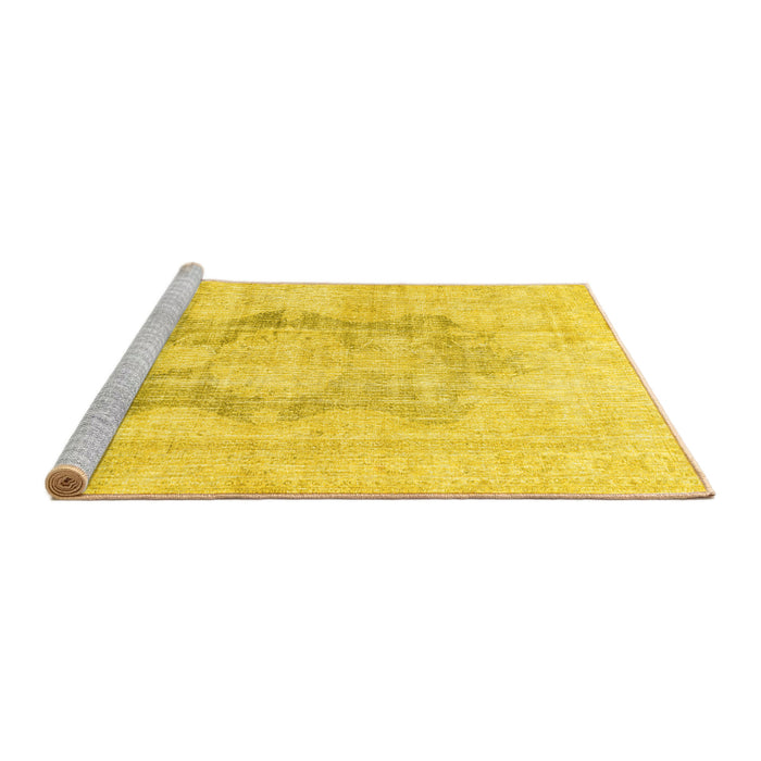Sideview of Machine Washable Persian Yellow Traditional Rug, wshtr3734yw