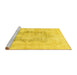 Sideview of Machine Washable Persian Yellow Traditional Rug, wshtr3734yw