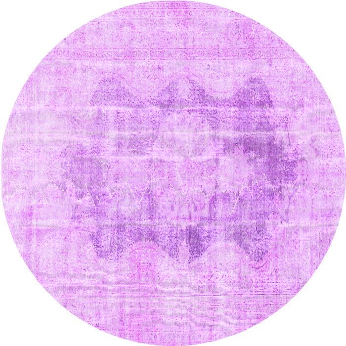 Round Machine Washable Persian Purple Traditional Area Rugs, wshtr3734pur