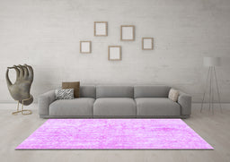Machine Washable Persian Purple Traditional Area Rugs in a Living Room, wshtr3735pur