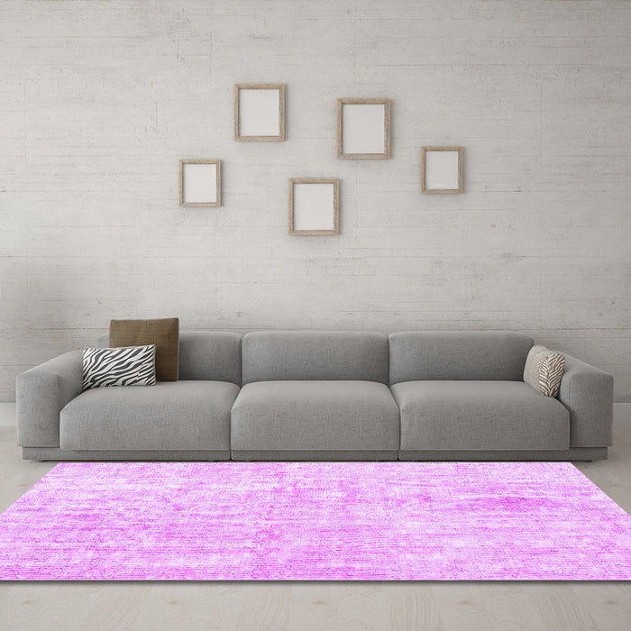 Machine Washable Persian Purple Traditional Area Rugs in a Living Room, wshtr3735pur