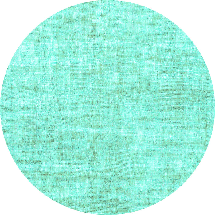 Round Machine Washable Persian Turquoise Traditional Area Rugs, wshtr3735turq