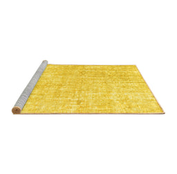 Sideview of Machine Washable Persian Yellow Traditional Rug, wshtr3735yw