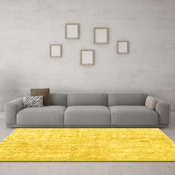 Machine Washable Persian Yellow Traditional Rug in a Living Room, wshtr3735yw