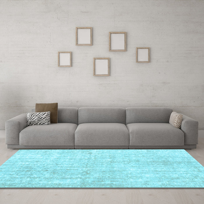 Machine Washable Persian Light Blue Traditional Rug in a Living Room, wshtr3735lblu