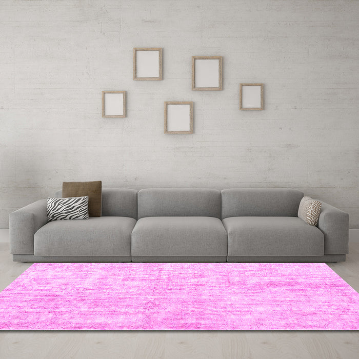 Machine Washable Persian Pink Traditional Rug in a Living Room, wshtr3735pnk