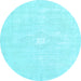 Round Persian Light Blue Traditional Rug, tr3736lblu